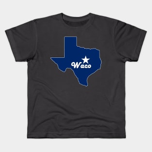 Waco Texas Navy Blue Lone Star State Map Texan Kids T-Shirt